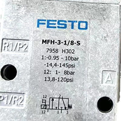 Original Factory FESTO Solenoid ভালভ MFH-3-1/8S সিরিজ 0692 অ্যালুমিনিয়াম এবং অফসেট প্রিন্টিং মেশিনের জন্য কপার হালকা ধূসর